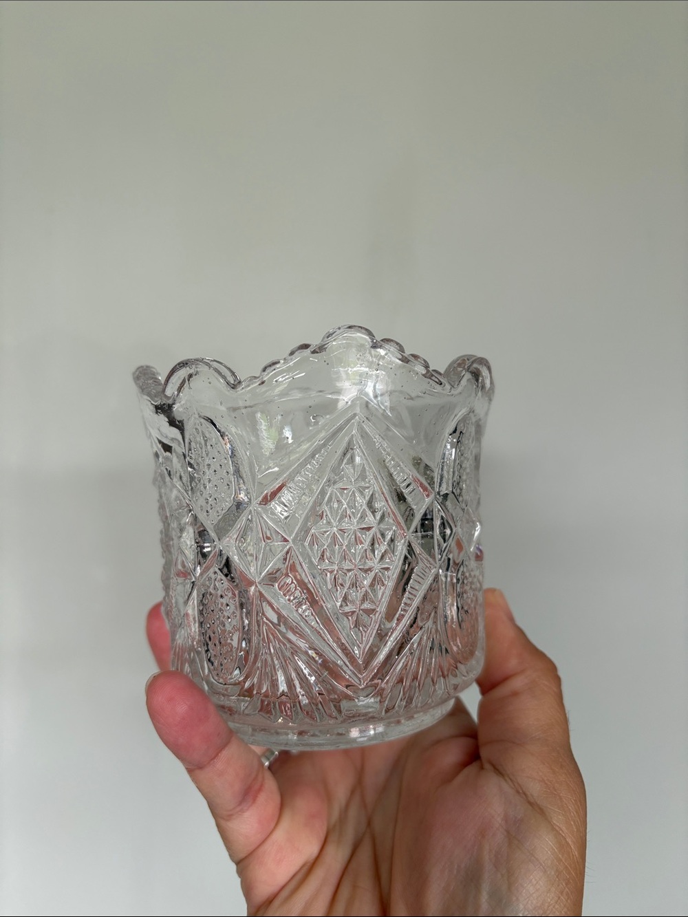 Vintage pressed Glass Votive Holder - Decorative Home Accent
